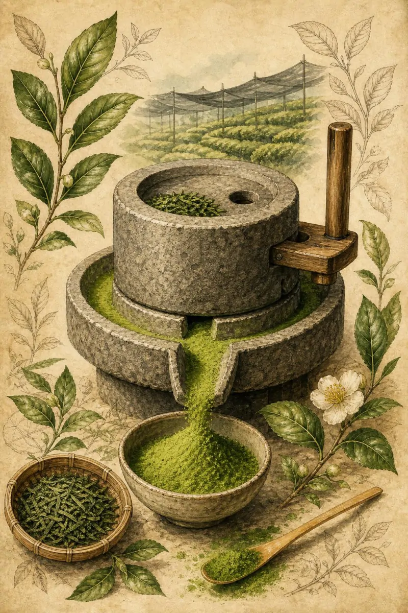 La mouture à la pierre : le secret de la finesse du matcha — Pierre ou broyeur industriel : la différence en tasse