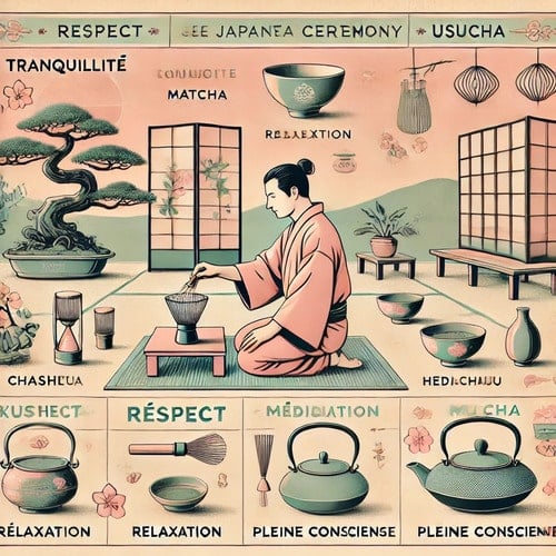 Illustration cérémonie du thé japonaise