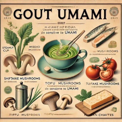 Goût umami représenté par diverses aliments