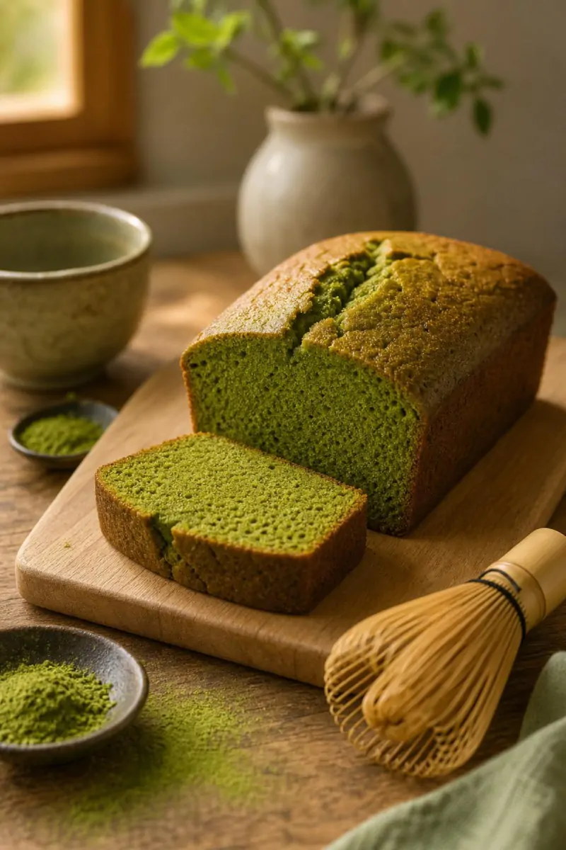 Assiette morceaux de chocolat au matcha